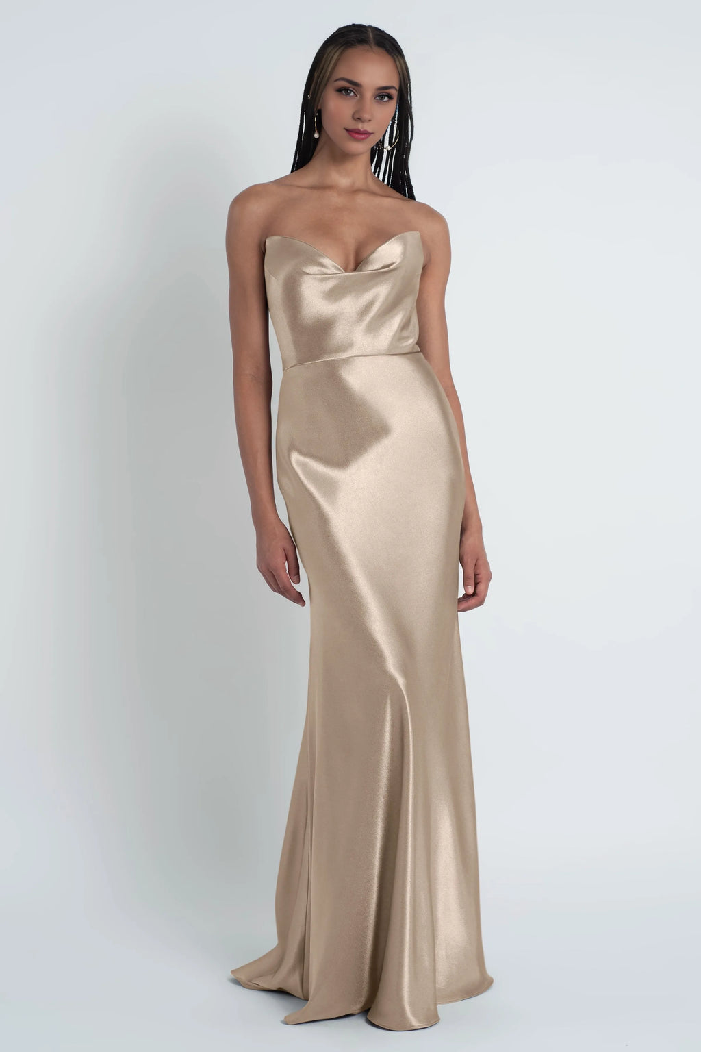 Dress Fashionable Cowl Neck Off The Shoulder Sleeve Evening Dress Bridesmaid Dress Floor-Length Sheath Prom Dress