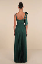 Dress Gorgeous Pleated Sleeveless Bow Maxi Dress Evening Dress A-line Sleeveless Square Neck Prom Dress