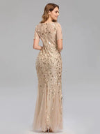 Dress Mermaid Prom Dresses Short Sleeves Birthday Semi Formal Maxi Dress