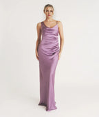 Dress Minimalist Cowl Front Asymmetrical Bridesmaid Dress Maxi Dress Solid Color Sleeveless Prom Dress