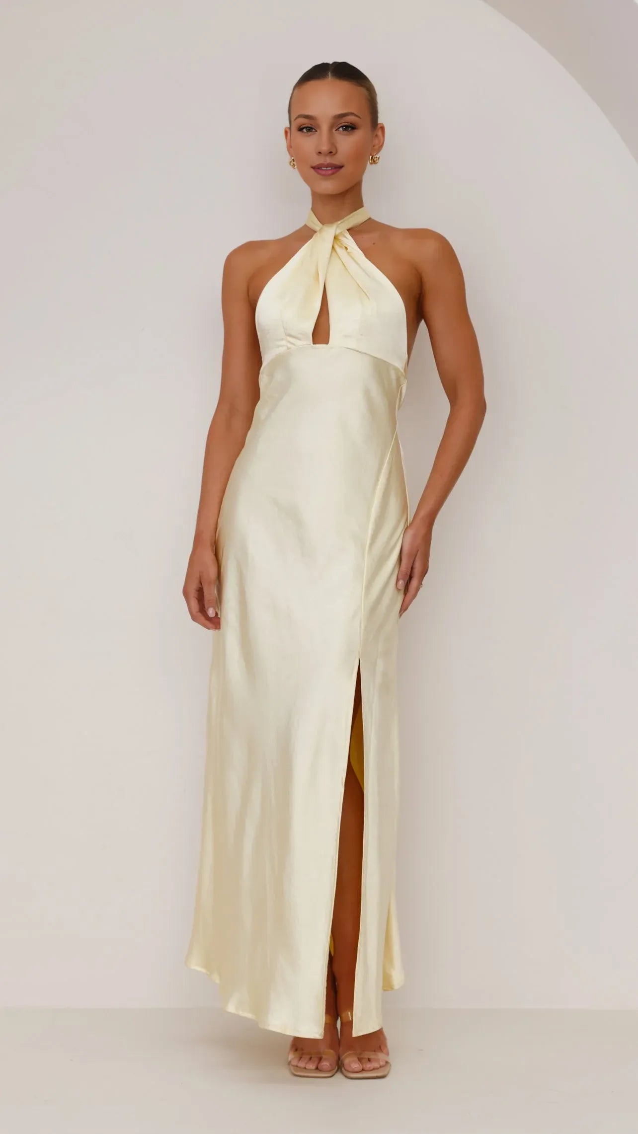 Lilac Dress Minimalist Halter Neck Maxi Dress Mermaid Sleeveless Solid Color Sheath Low Open Back Prom Dress