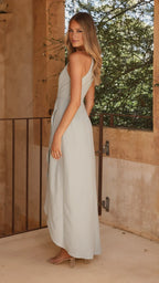 Yellow Dress Modern Boat Neck Maxi Dress A-Line Sleeveless Solid Color Cold Shoulder Prom Dress