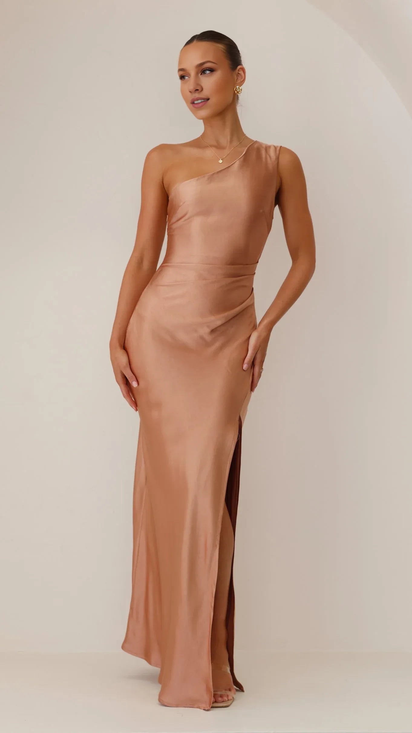 Lilac Dress Modern One Shoulder Maxi Dress Sheath Sleeveless Solid Color Side Leg Split Prom Dress