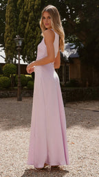 Lilac Dress Modern One Shoulder Maxi Dress Sheath Sleeveless Solid Color Side Leg Split Prom Dress