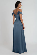 Dress Modern V Neck Spaghetti Straps Evening Dress Bridesmaid Dress A-line Floor-Length Side Slit Prom Dress