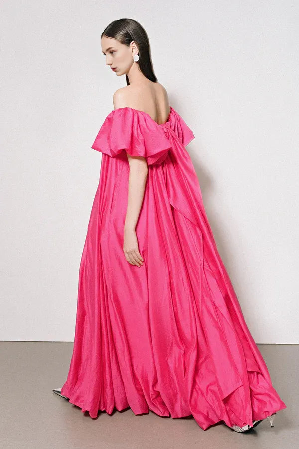 Dress Off-the-Shoulder Pleated Floor Length Maxi Dress Sleeveless Elegant A-line Backless Prom Dress