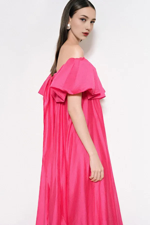 Dress Off-the-Shoulder Pleated Floor Length Maxi Dress Sleeveless Elegant A-line Backless Prom Dress