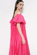 Dress Off-the-Shoulder Pleated Floor Length Maxi Dress Sleeveless Elegant A-line Backless Prom Dress