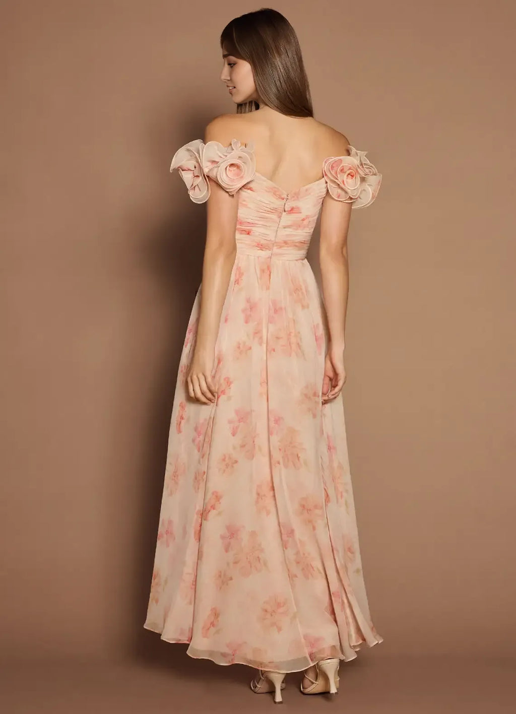 Dress Off-the-Shoulder Sweetheart Elegant Maxi Dress Prom Dress Romantic Printed A-Line Evening Dress With Scarf