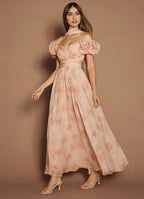 Dress Off-the-Shoulder Sweetheart Elegant Maxi Dress Prom Dress Romantic Printed A-Line Evening Dress With Scarf