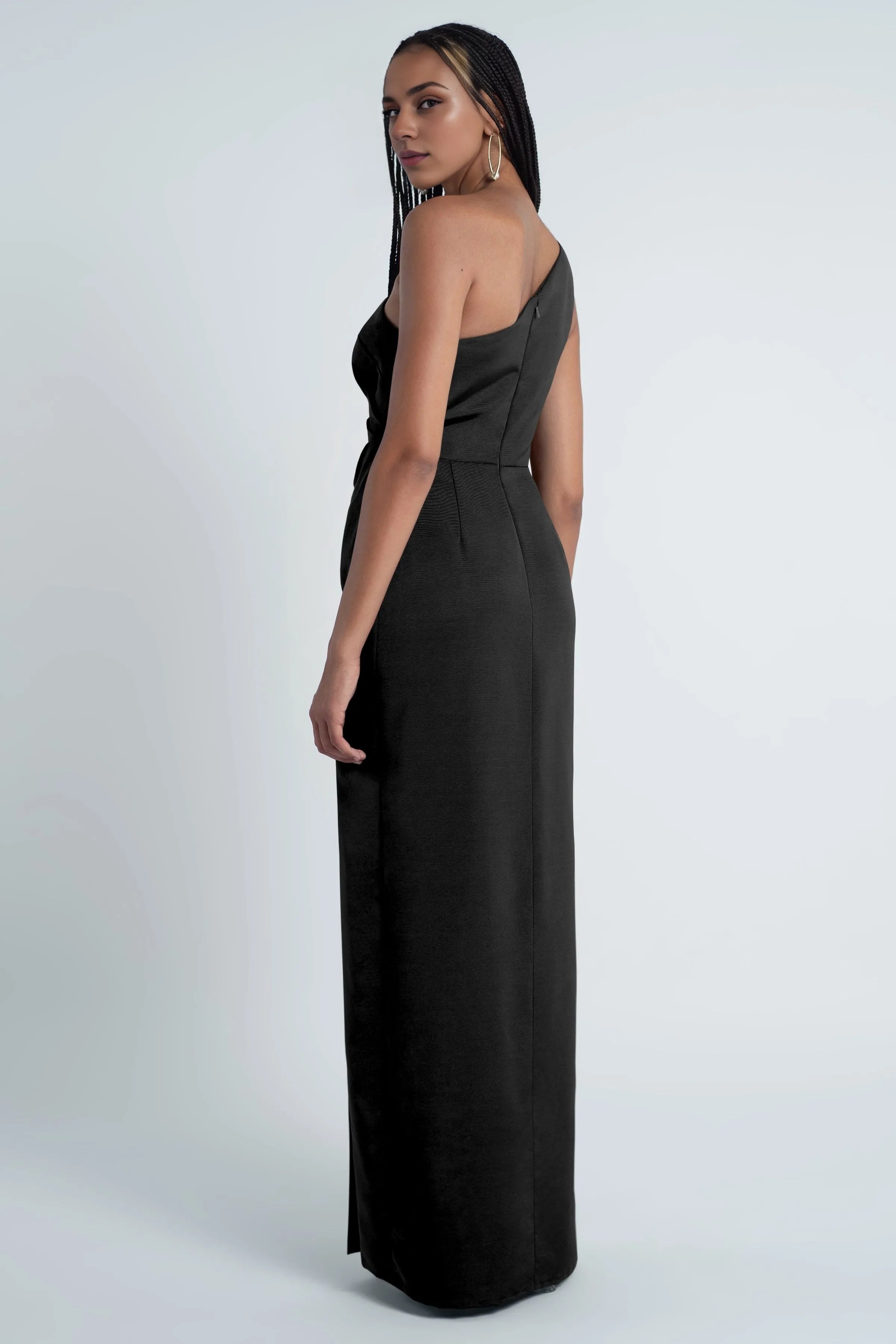 Dress One Shoulder Asymmetrical Pleating Evening Dress Bridesmaid Dress Floor-Length Sheath Slit Open Back Prom Dress