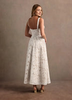 White Dress Regular Straps Elegant Sweetheart Maxi Dress Prom Dress Modern A-Line Evening Dress