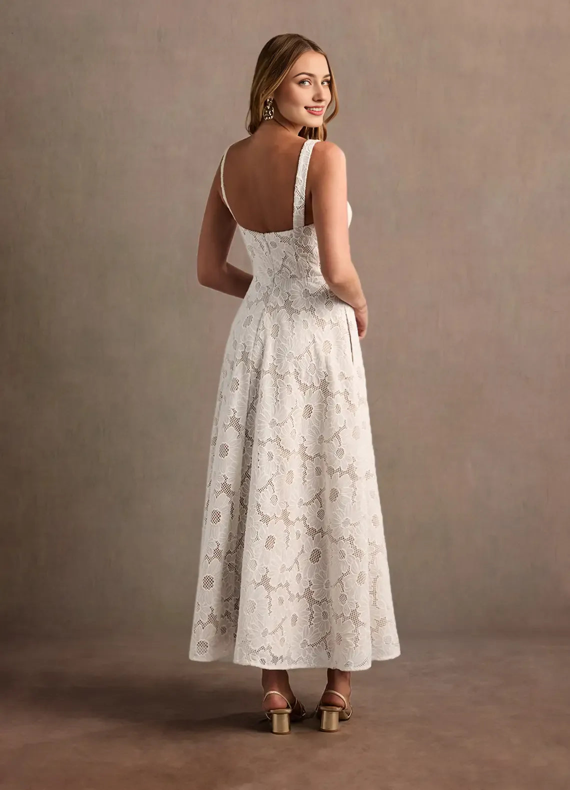 White Dress Regular Straps Elegant Sweetheart Maxi Dress Prom Dress Modern A-Line Evening Dress