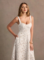 White Dress Regular Straps Elegant Sweetheart Maxi Dress Prom Dress Modern A-Line Evening Dress