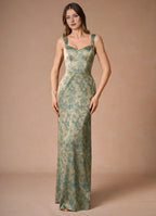 Dress Regular Straps Sleeveless Romantic Flower Printed Evening Dress Floor Length Sweetheart Prom Dress