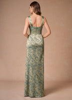 Dress Regular Straps Sleeveless Romantic Flower Printed Evening Dress Floor Length Sweetheart Prom Dress
