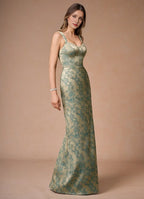 Dress Regular Straps Sleeveless Romantic Flower Printed Evening Dress Floor Length Sweetheart Prom Dress