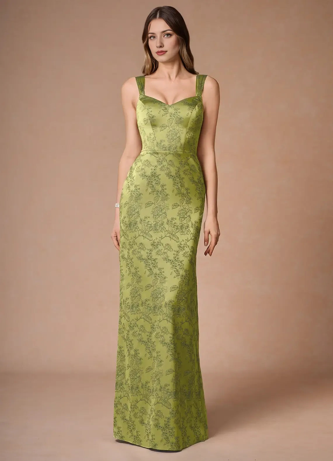 Dress Regular Straps Sleeveless Romantic Flower Printed Evening Dress Floor Length Sweetheart Prom Dress