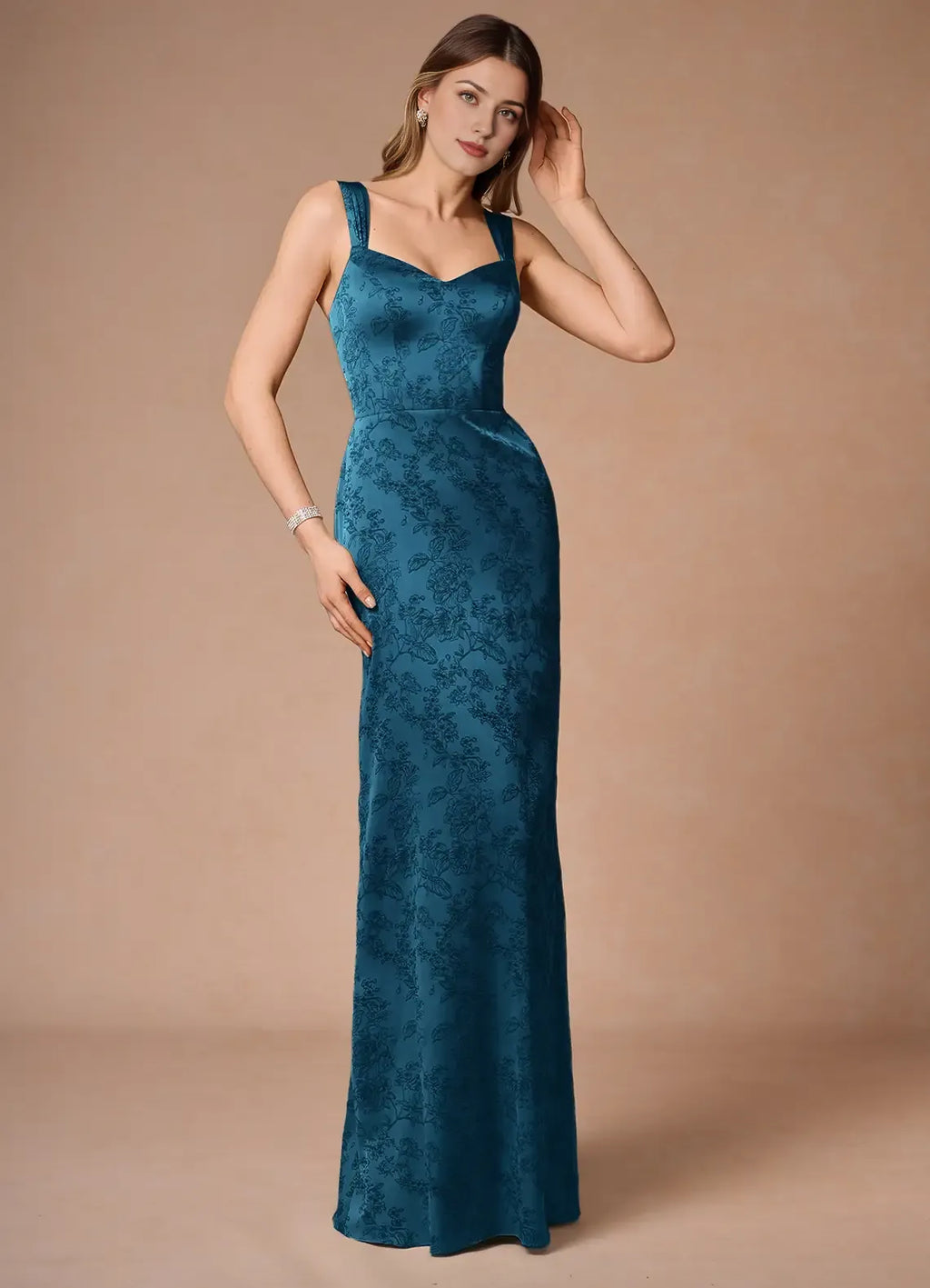 Dress Regular Straps Sleeveless Romantic Flower Printed Evening Dress Floor Length Sweetheart Prom Dress