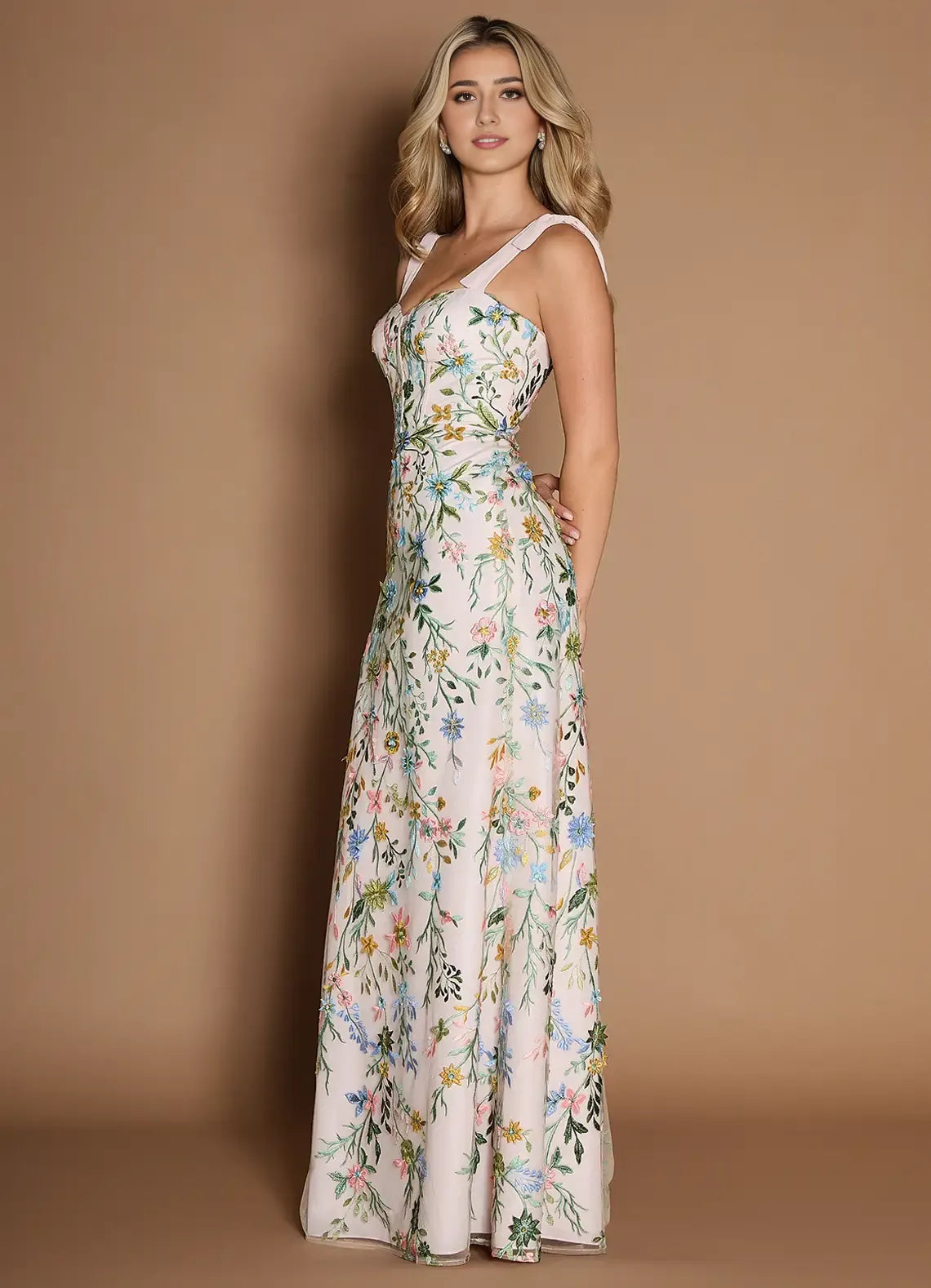 Dress Regular Straps Sweetheart Elegant Maxi Dress Prom Dress Backless Romantic Flower Mermaid Evening Dress