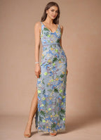 Dress Regular Straps V Neck Elegant Maxi Dress Prom Dress V Back Romantic Flower Mermaid Evening Dress