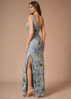 Dress Regular Straps V Neck Elegant Maxi Dress Prom Dress V Back Romantic Flower Mermaid Evening Dress