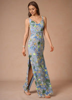 Dress Regular Straps V Neck Elegant Maxi Dress Prom Dress V Back Romantic Flower Mermaid Evening Dress