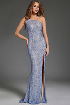 Dress Romantic Appliques Long One Shoulder Evening Gown Formal Dress Sleeveless Prom Dress With Hight Slit
