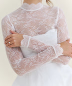 White Dress Romantic Long Sleeve Detail Mini Dress A-Line High Neck Short Homecoming Dress