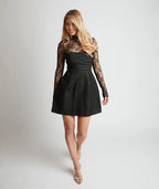 White Dress Romantic Long Sleeve Detail Mini Dress A-Line High Neck Short Homecoming Dress