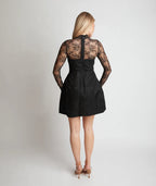 White Dress Romantic Long Sleeve Detail Mini Dress A-Line High Neck Short Homecoming Dress