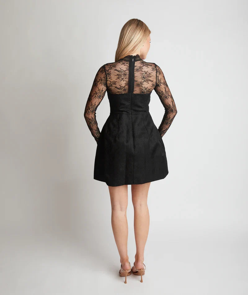 White Dress Romantic Long Sleeve Detail Mini Dress A-Line High Neck Short Homecoming Dress