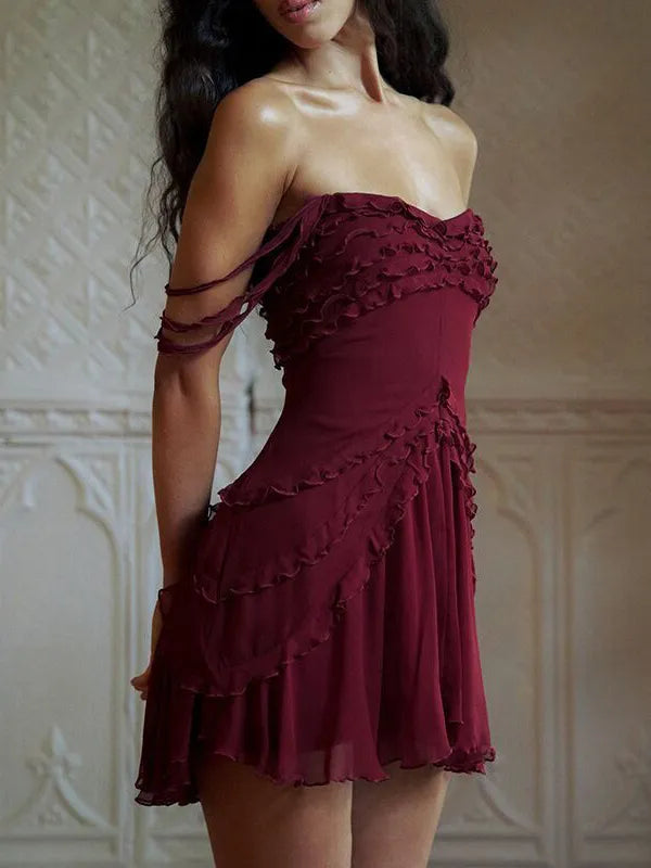 Dress Ruffles Dress Off The Shoulder Backless Rave Club Mini Dresses Homecoming Dress