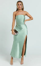 Dress Sage Fashion Strapless Maxi Dress Side Split Dress Open Back Mermaid Evening Dress
