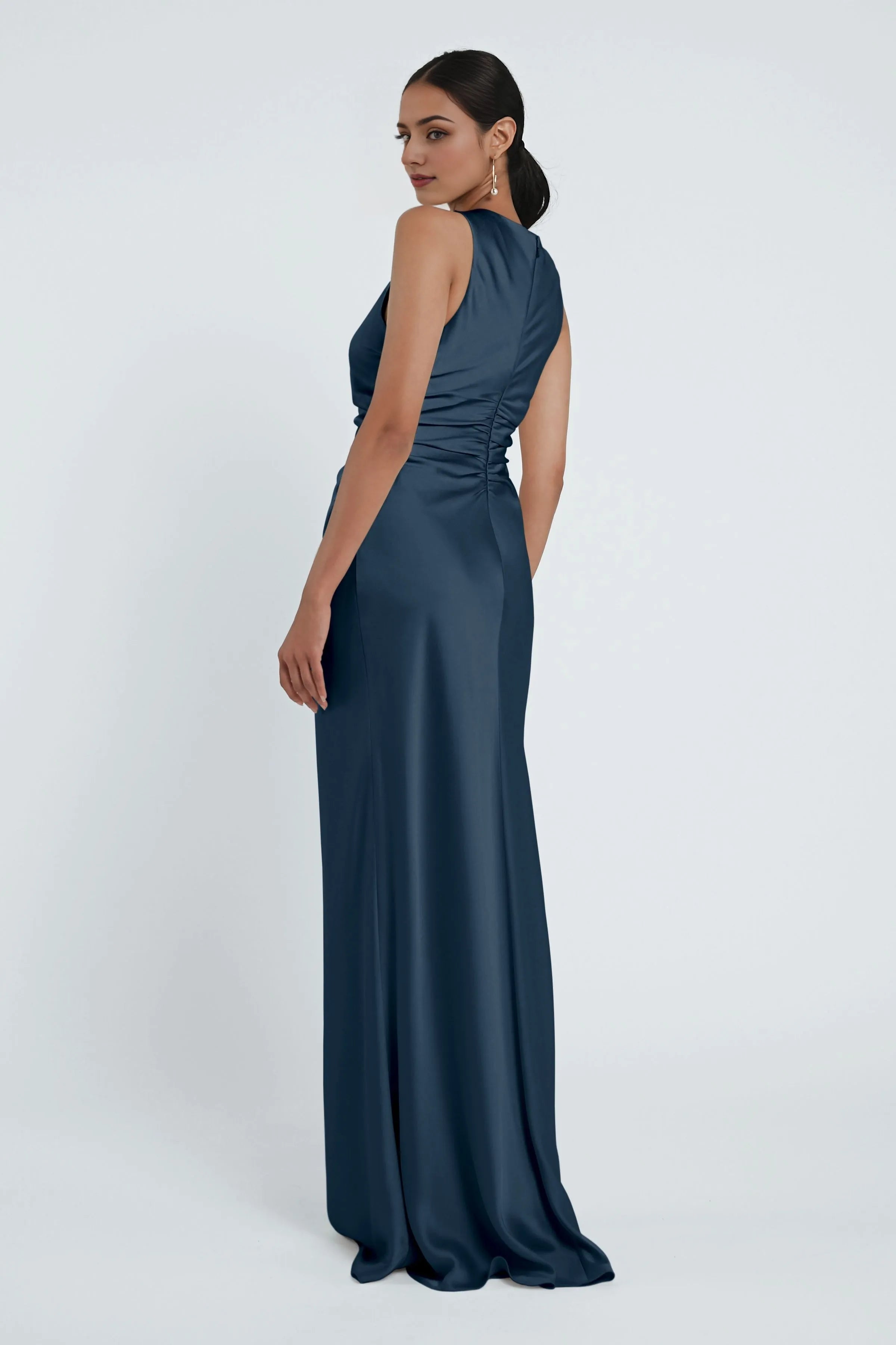 Dress Elegant High Neck Sleeveless Evening Dress Bridesmaid Dress Sheath Floor-Length Back Zip Prom Dress