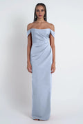 Dress Scoop Neck Off The Shoulder Sleeves Evening Dress Bridesmaid Dress Floor-Length Slim Slit Open Back Prom Dress