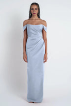 Dress Scoop Neck Off The Shoulder Sleeves Evening Dress Bridesmaid Dress Floor-Length Slim Slit Open Back Prom Dress