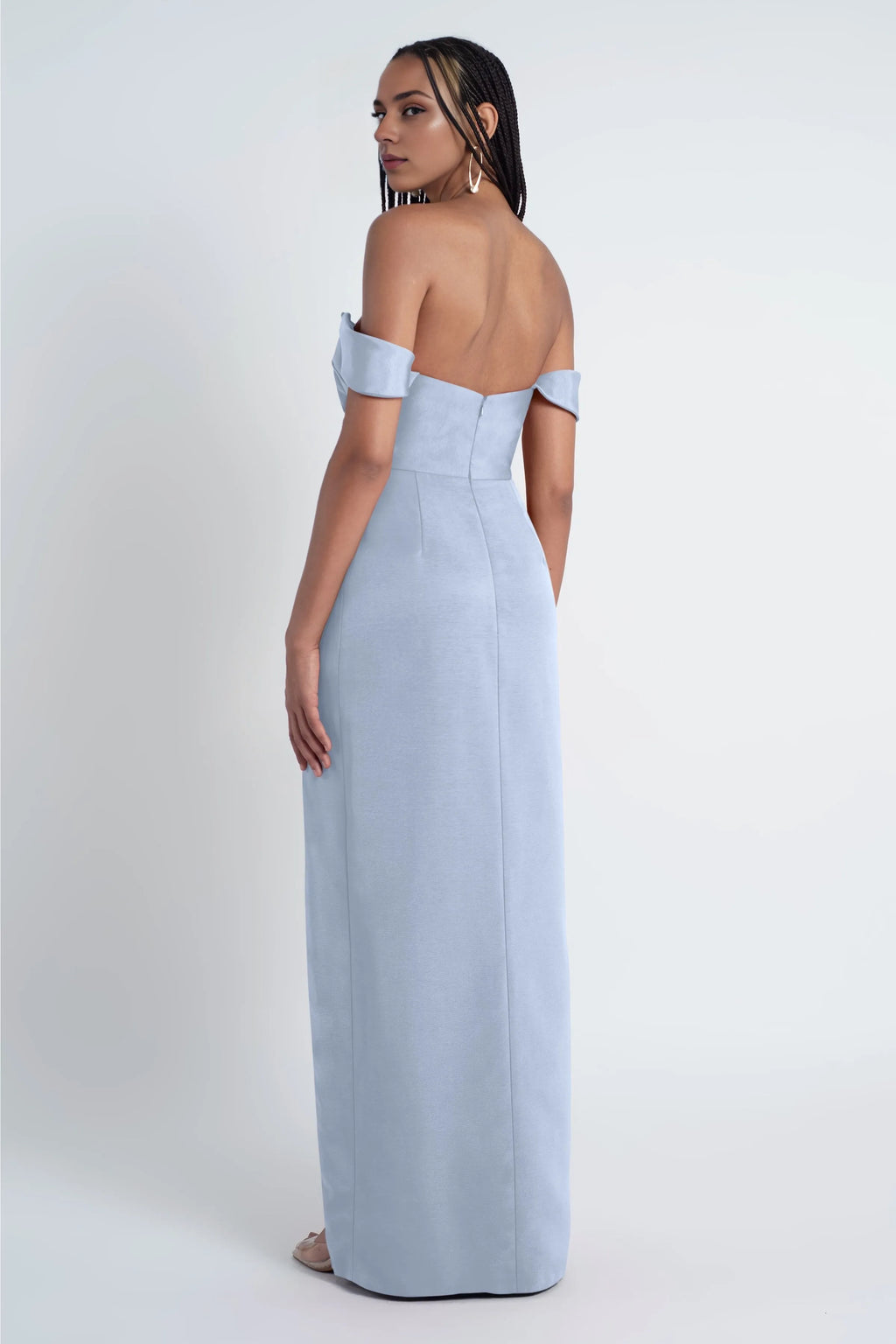 Dress Scoop Neck Off The Shoulder Sleeves Evening Dress Bridesmaid Dress Floor-Length Slim Slit Open Back Prom Dress