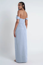 Dress Scoop Neck Off The Shoulder Sleeves Evening Dress Bridesmaid Dress Floor-Length Slim Slit Open Back Prom Dress