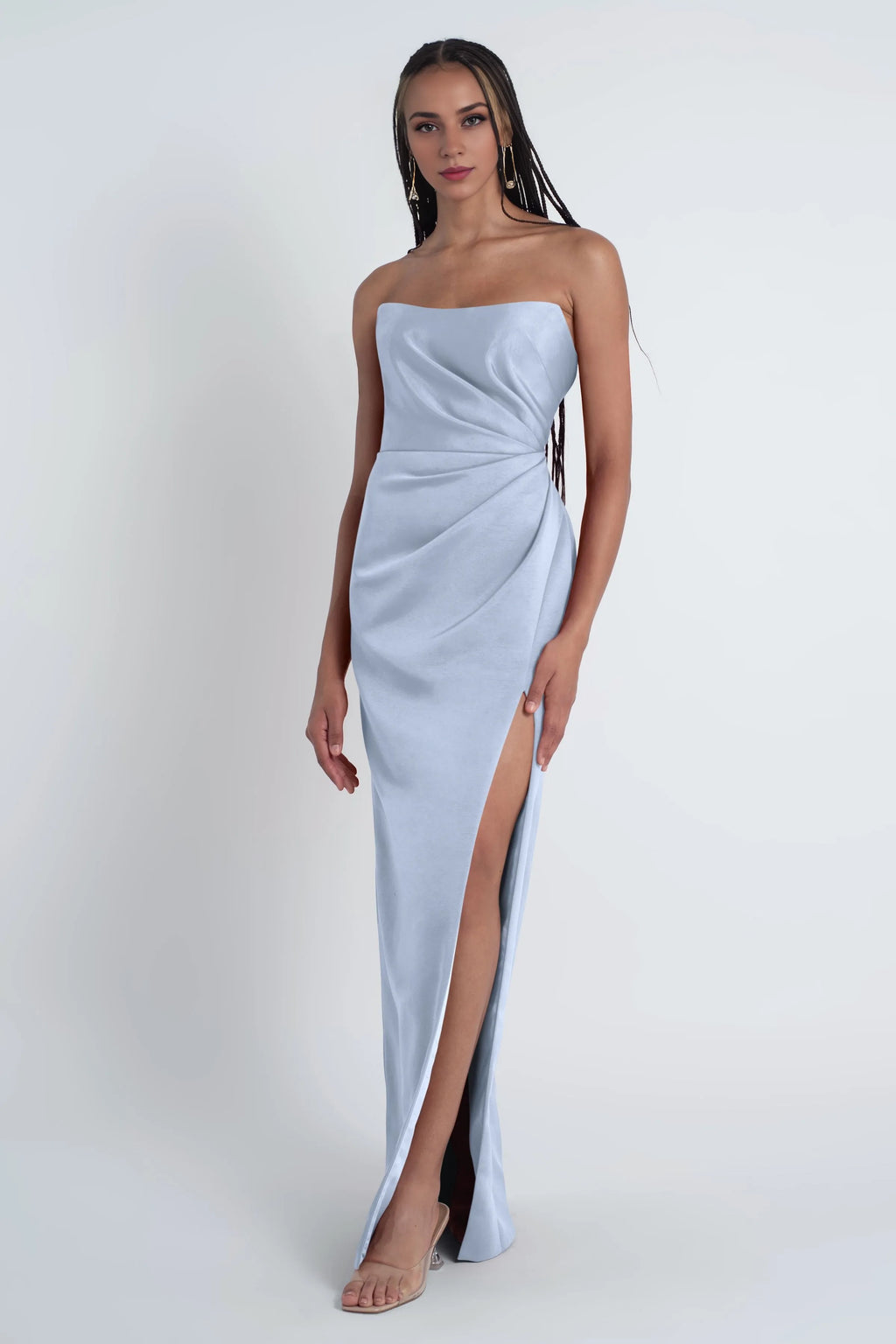Dress Scoop Neck Off The Shoulder Sleeves Evening Dress Bridesmaid Dress Floor-Length Slim Slit Open Back Prom Dress