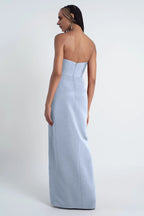 Dress Scoop Neck Off The Shoulder Sleeves Evening Dress Bridesmaid Dress Floor-Length Slim Slit Open Back Prom Dress
