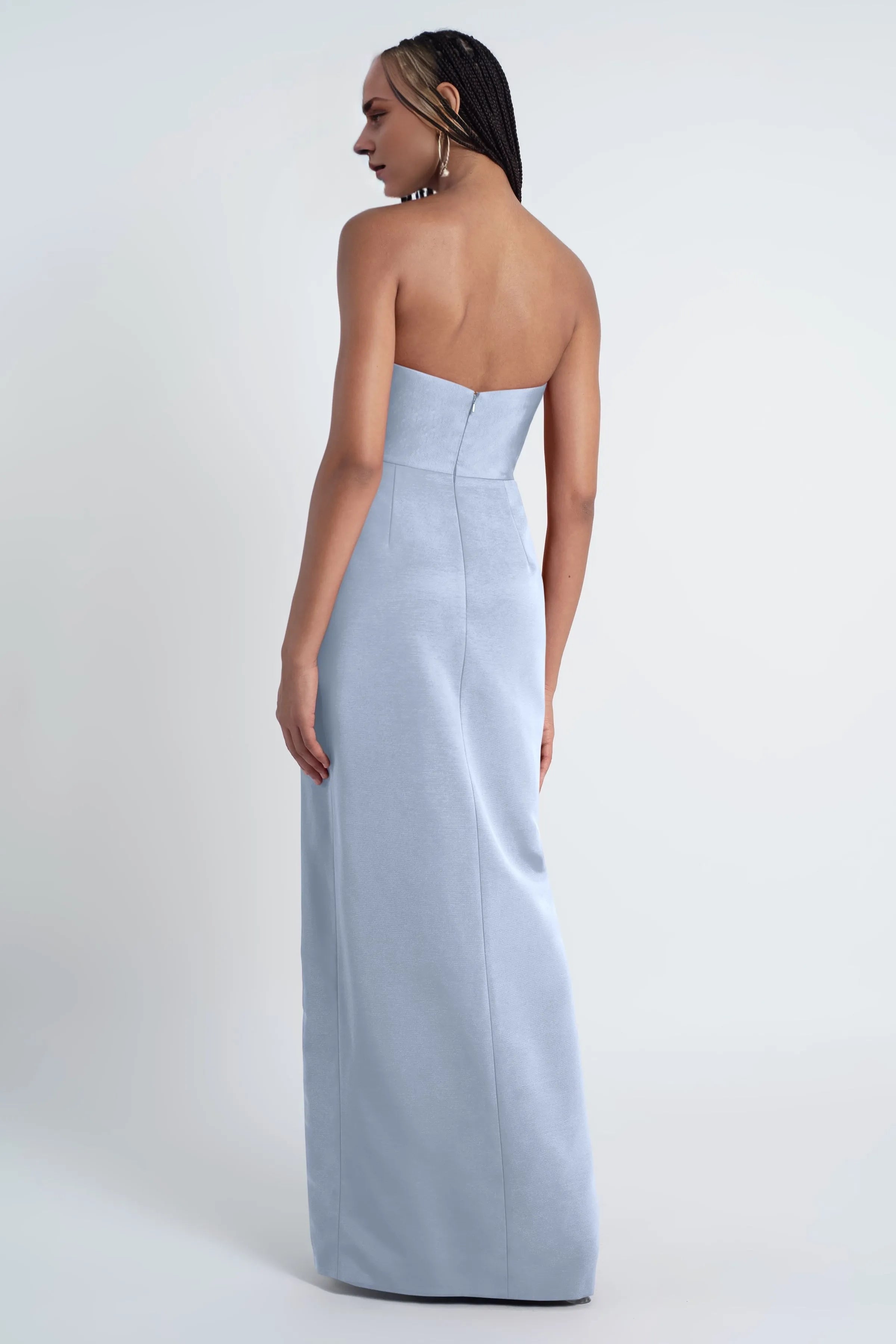 Dress Scoop Neck Off The Shoulder Sleeves Evening Dress Bridesmaid Dress Floor-Length Slim Slit Open Back Prom Dress