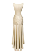 Dress Sheath Asymmetric Pleats Maxi Dress Sleeveless Elegant Back Full Coverage Prom Dress