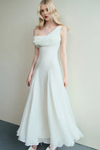 Dress Sheath Cowl Neck Voile Ankle Length Maxi Dress Sleeveless Simple Solid Color Backless Prom Dress