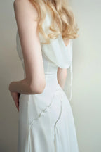 Dress Sheath Cowl Neck Voile Ankle Length Maxi Dress Sleeveless Simple Solid Color Backless Prom Dress