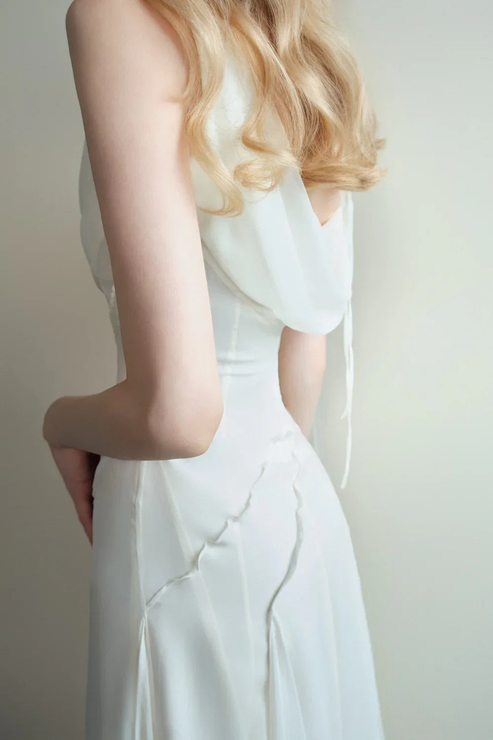 Dress Sheath Cowl Neck Voile Ankle Length Maxi Dress Sleeveless Simple Solid Color Backless Prom Dress