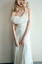 Dress Sheath Cowl Neck Voile Ankle Length Maxi Dress Sleeveless Simple Solid Color Backless Prom Dress