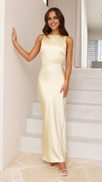 Dress Simple Boat Neck Maxi Dress Olive Mermaid Sleeveless Solid Color Sheath Low Open Back Prom Dress