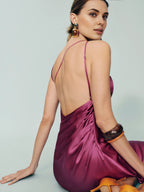 Dress Simple Cowl Neck Sleeveless Mermaid Prom Dress Midi Dress Backless Asymmetrical Hem Evening Dress