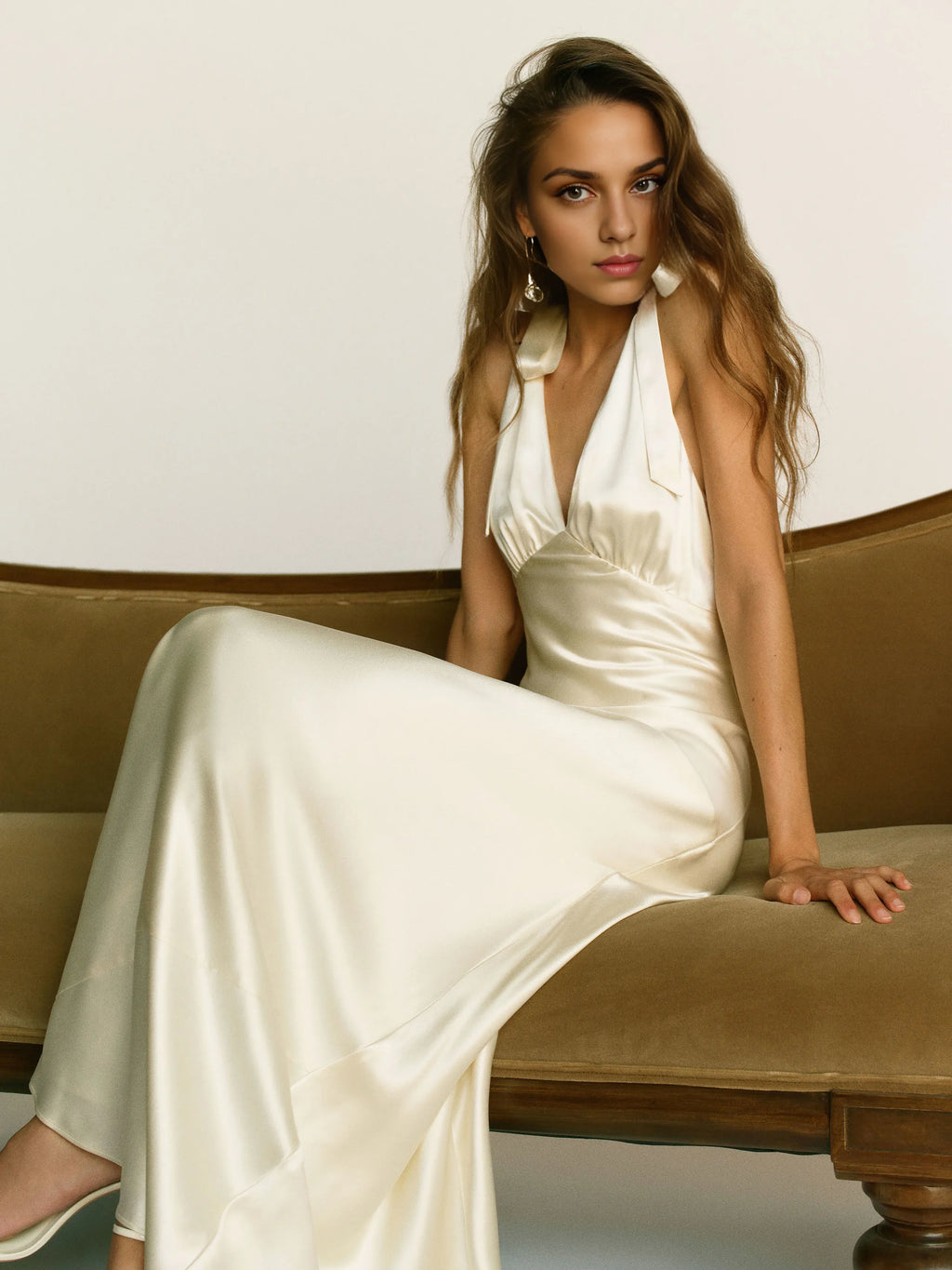 Dress Simple Deep V Neck Sleeveless Mermaid Prom Dress Maxi Dress V Back Evening Dress